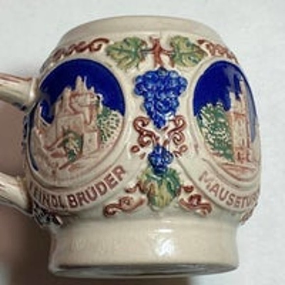 Vtg Cobalt Blue Small Beer Stein Mug Castles Original Gerz Gerzit W Germany - Picture 8 of 11